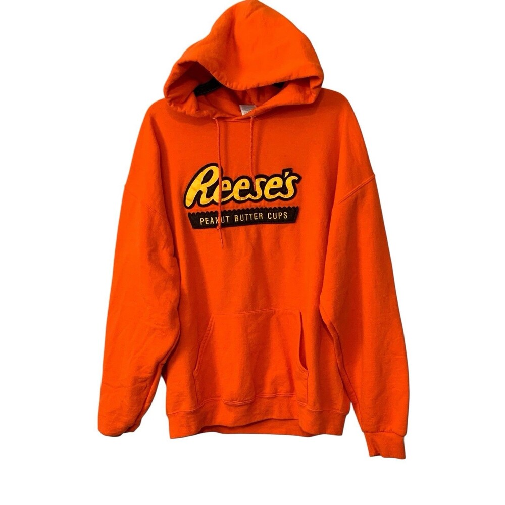 JERZEES NUBLEND Reese's Peanut Butter Cups Mens XL Hooded Sweatshirt Embroidered